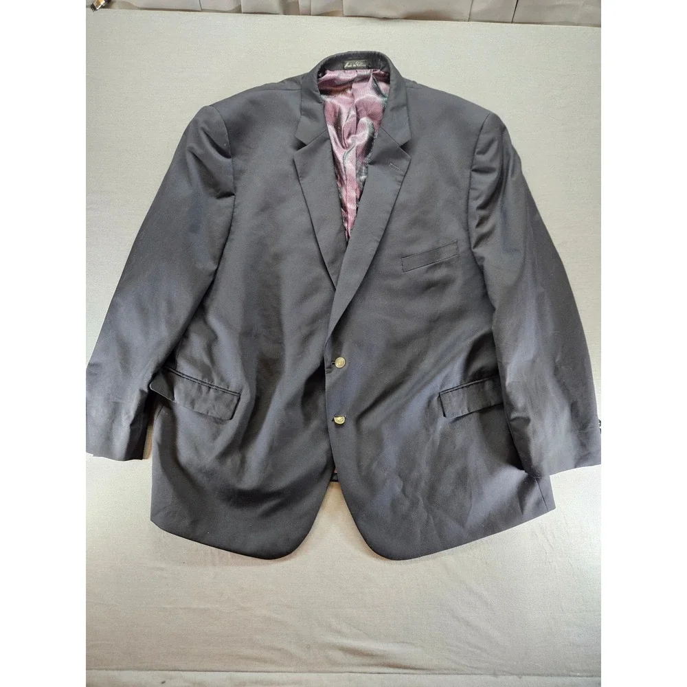 Jean Paul Germain Mens Black Two Button Blazer Jacket 56R Purple Lining